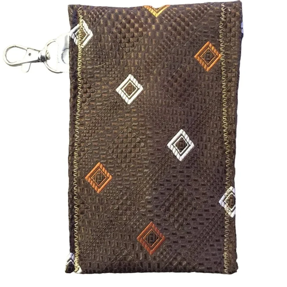 Handmade Upcycled Cosmetic Glasses Purse Pouch Made From Vintage Neck Ties
